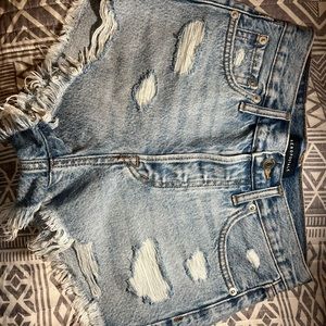 aeropostale ripped light blue jean shorts.